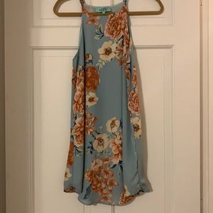 Blue floral print dress